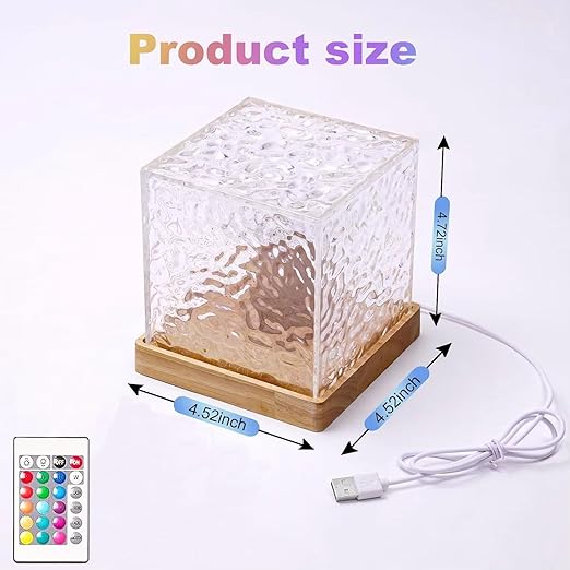 RGB Crystal Cube Mood Lamp with Remote – 16 Color LED Light