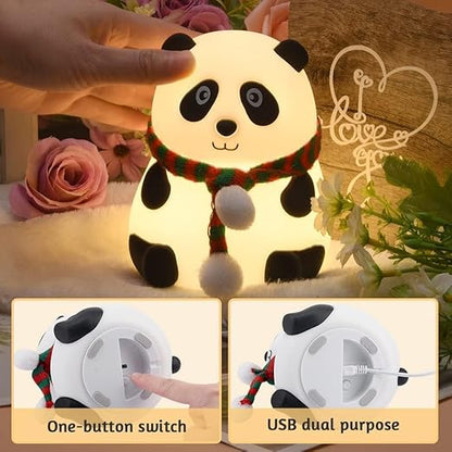 Cute Panda Night Light Lamp – Color Changing Silicone LED