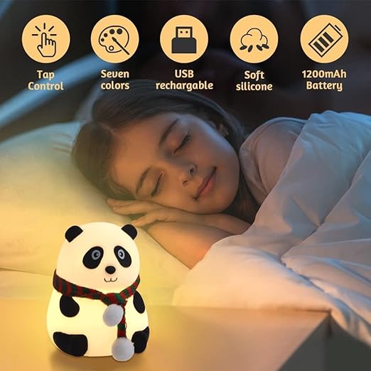 Cute Panda Night Light Lamp – Color Changing Silicone LED