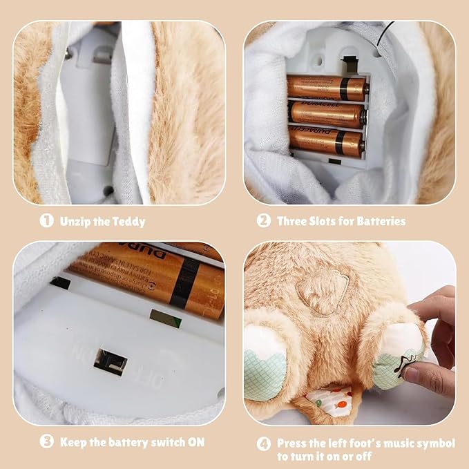 Musical Sleeping Teddy Bear with Glowing Heart – Soothing Sound & Light