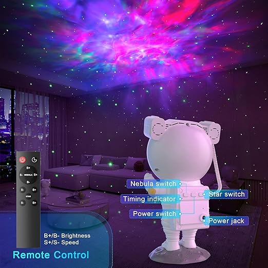 Astronaut Galaxy Projector Night Light with Remote – Nebula Star Projector Lamp