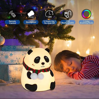 Cute Panda Night Light Lamp – Color Changing Silicone LED