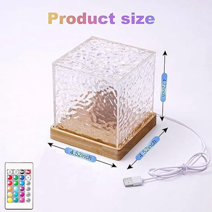 RGB Crystal Cube Mood Lamp with Remote – 16 Color LED Light